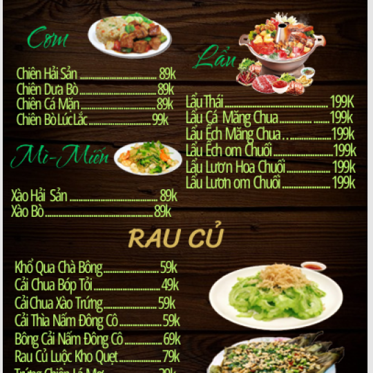 Thực đơn quán 